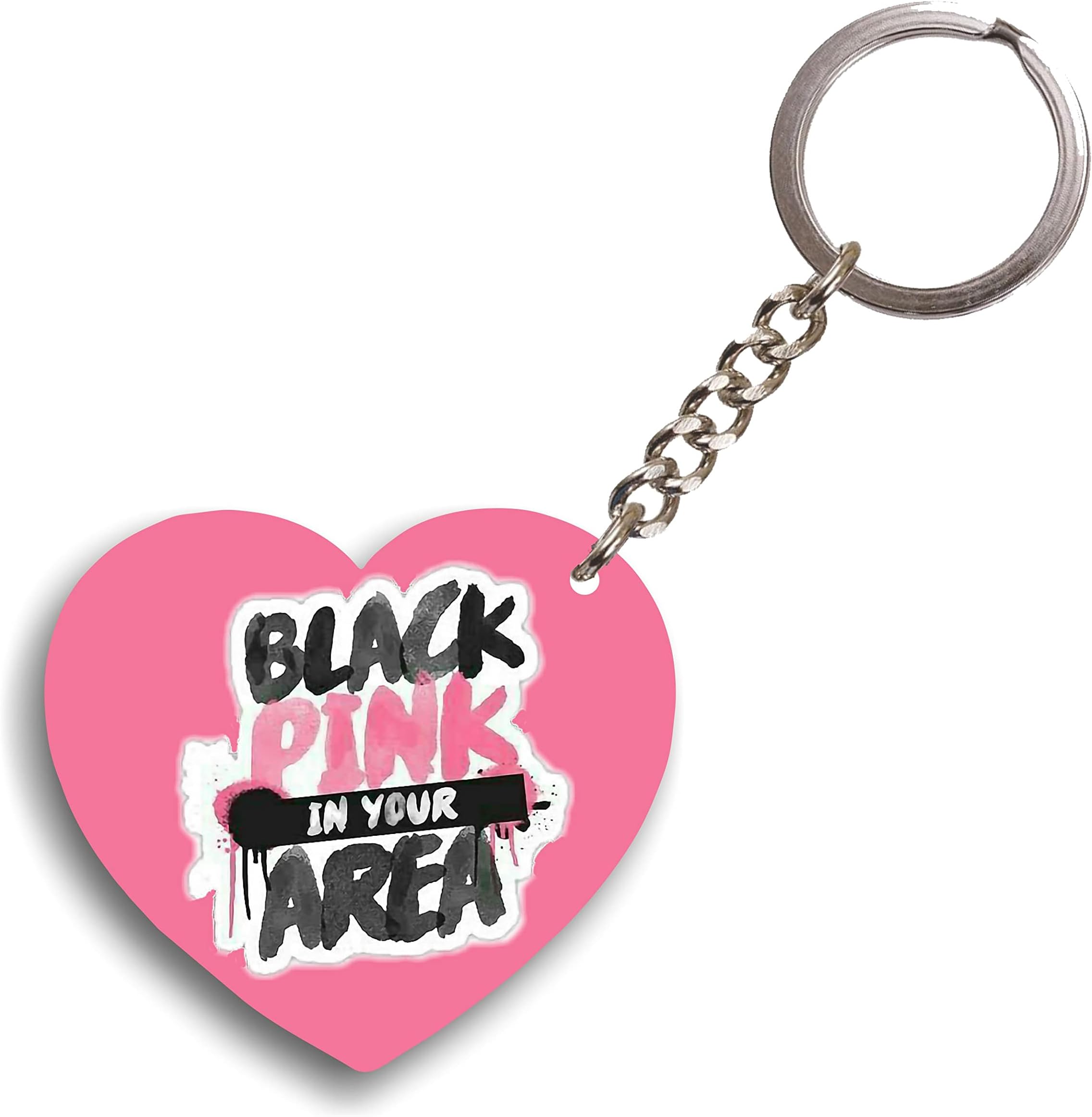 CheckPoint CHECK POINT: Black Pink Heart Shape Key-chain Printed