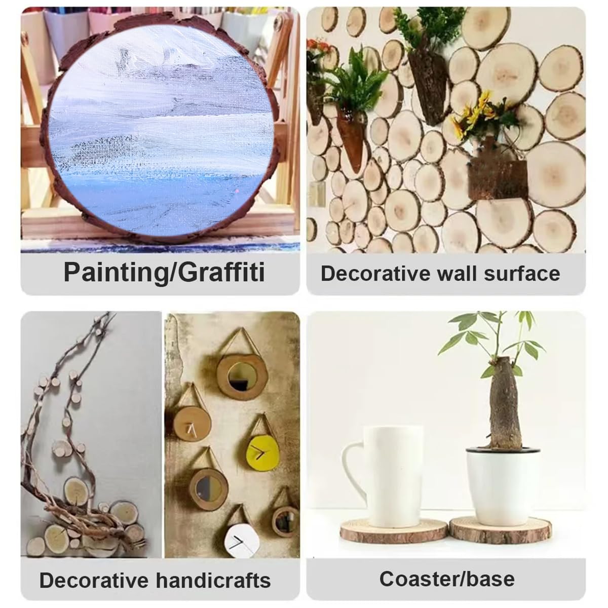 Disques en Bois avec écorce, Dessous De Verre, Lot De 1 (26-28 Cm)