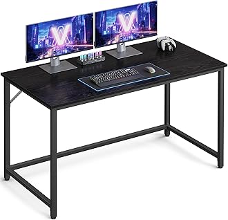 VASAGLEComputer Desk, Gaming Desk, Home Office Desk, for Small Spaces, 23.6 x 47.2 x 29.9 Inches, Industrial Style, Metal Frame, Black with Wood Grain ULWD039B56