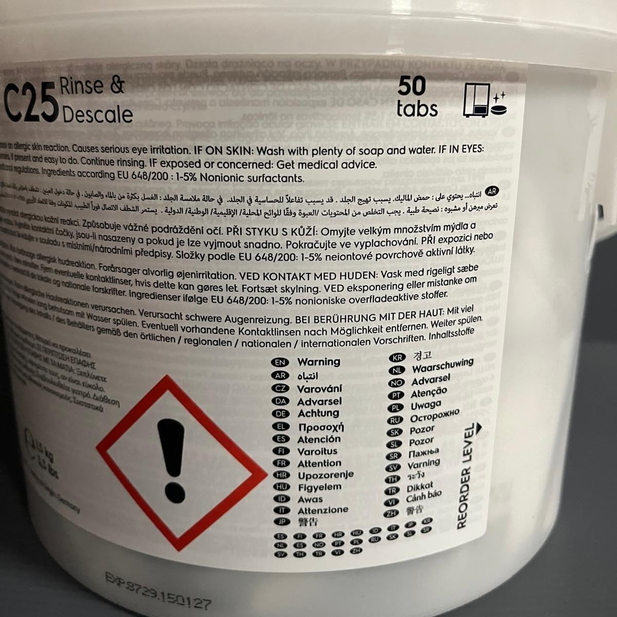 Electrolux C25 Rinse & Descale - Confezione da 50 Pastiglie Brillantante e Disincrostante in Bustine Monouso