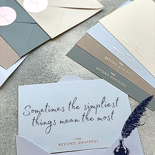 Miniatura 2 de RUN2PRINT Paquete de 36 tarjetas de agradecimiento Beyond Grateful con sobres y regalo de 36 calcomanías de papel de aluminio, elegantes en relieve