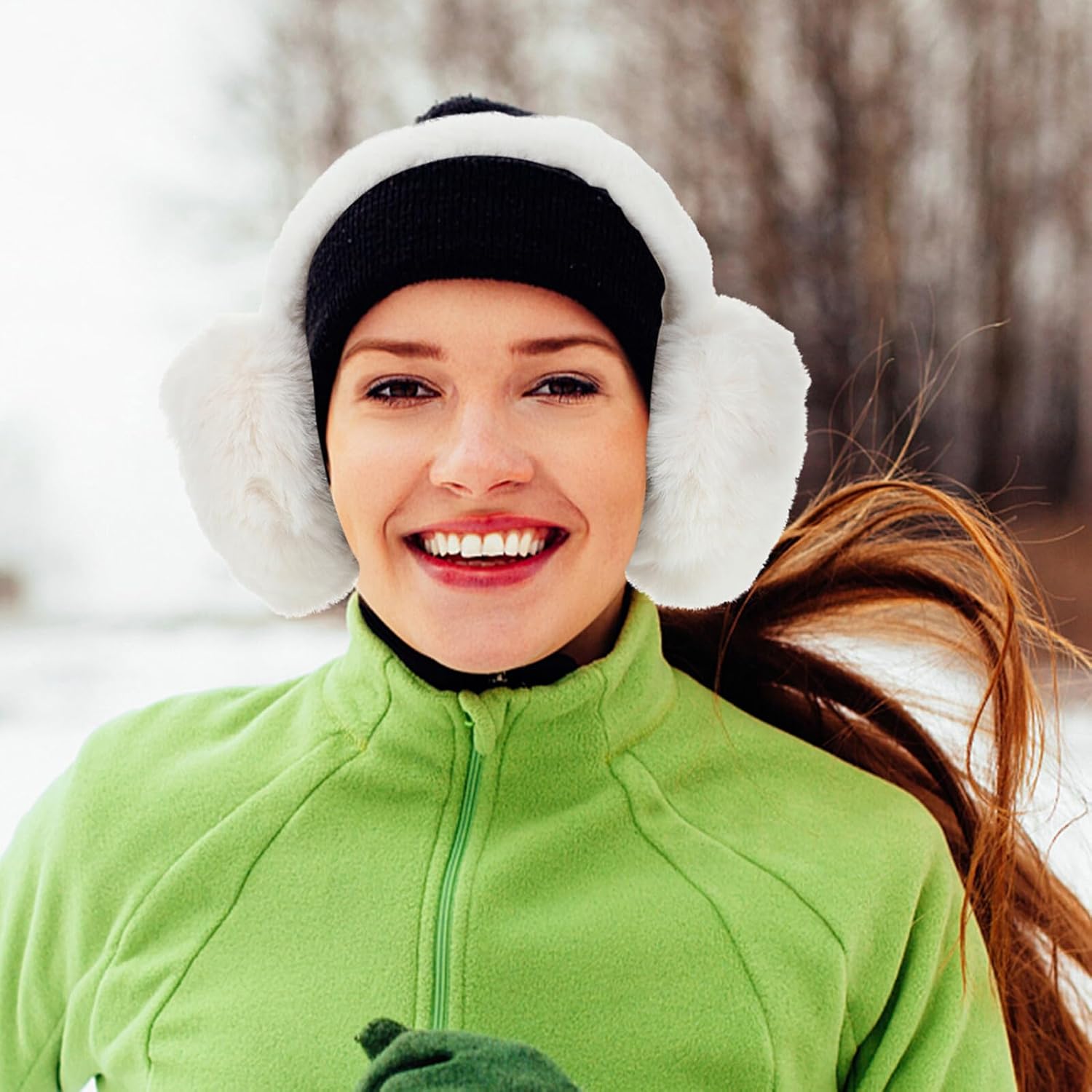 VANZACK 3pcs Women’s Winter Earmuffs Headband, Plush Soft Fleece Ear Warmers, Foldable Thermal Ear Covers for Outdoor Cold Weather