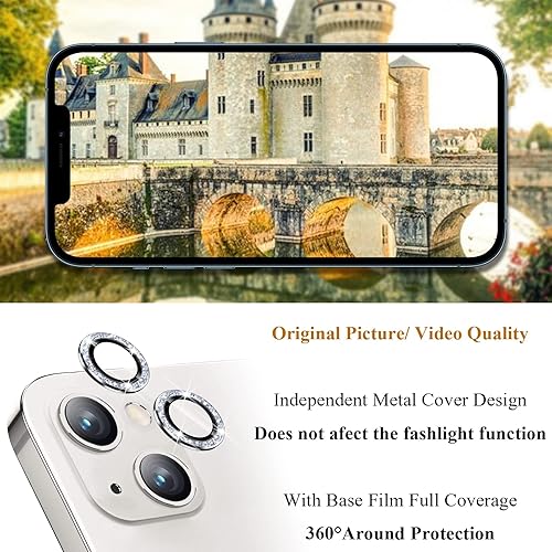 Miniatura 8 de Bling - Protector de lente de cámara compatible con iPhone 1313 Mini, vidrio templado ultrafinotransparente antiarañazos a prueba de