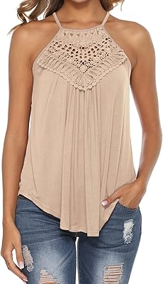 Bluetime Halter Tank Tops for Women Summer Spaghetti Strap Lace Sleeveless Tops Shirts