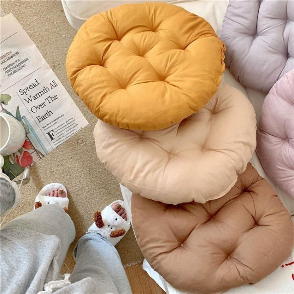 Coussin de chaise rond, coussin de siège doux pour l'intérieur et l'extérieur pour chaises de salle à manger 40x40cm, tapis de chaise en rotin pour fauteuils de jardin, canapé pour la