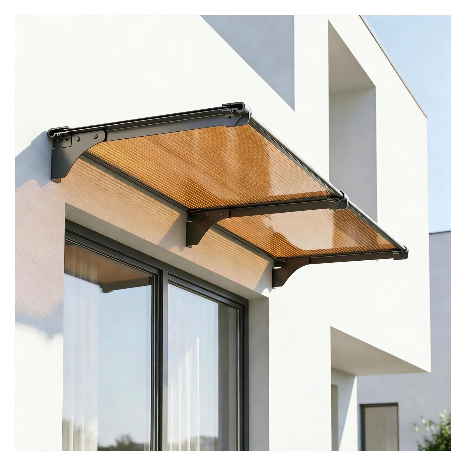 Auvent de porte anti UV et résistant à la pluie en polycarbonate
