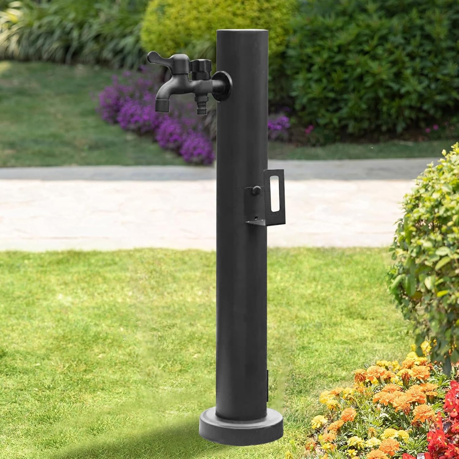 Stainless Steel Water Column Garden Water Tap - Courtyard Water Faucet Pillar Freestanding Garden Hose Stand with Faucet - Outdoor Floor Mount Vertical Hydrant Fountain(Height 60cm/23.6in)