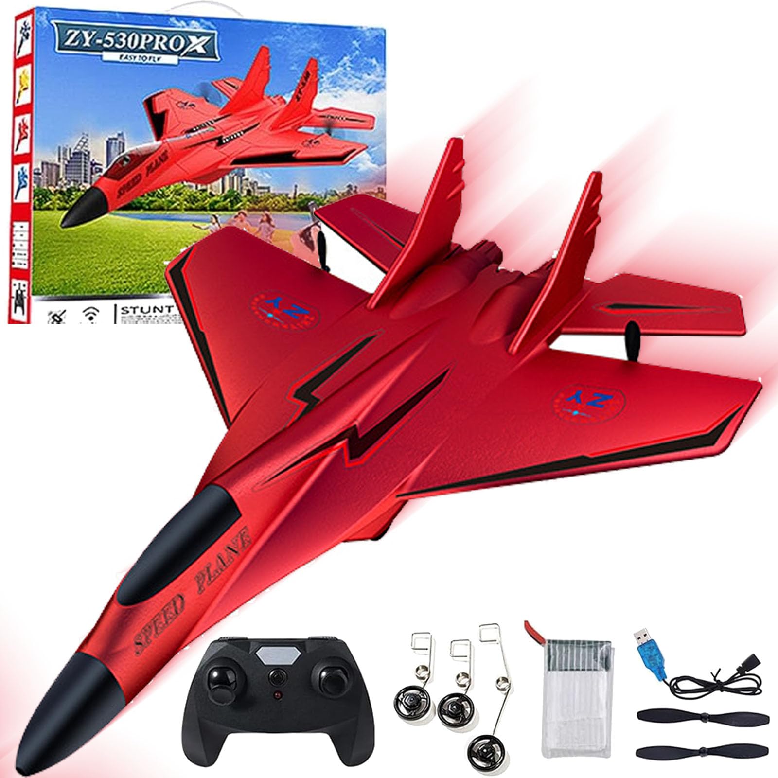 Zy 530 Pro RC Samolot, 2,4 GHz RC pilot zdalnego sterowania modelem samolotu myśliwskiego, RC helikopter z światłami, elektryczne światło 360° Flip pilot zdalnego sterowania samolotem, dla