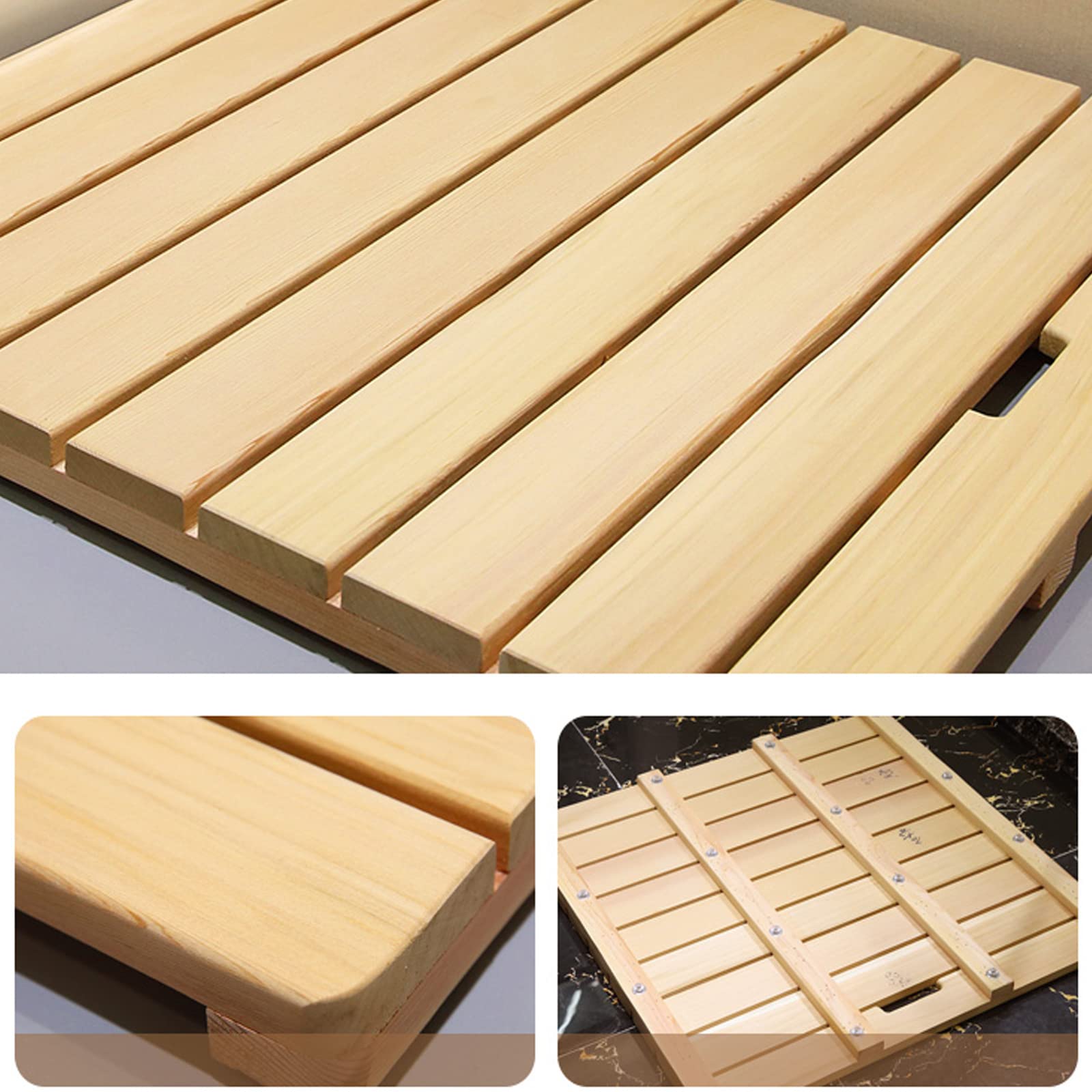Pedana Doccia di Lusso,Pedana Doccia in Legno,Tappeto Bagno e Cucina,Pedana per Doccia,Tappeto Doccia Multifunzionali,per Una Facile Conservazione,per Interni o Esterni (50x50cm/20x20in)