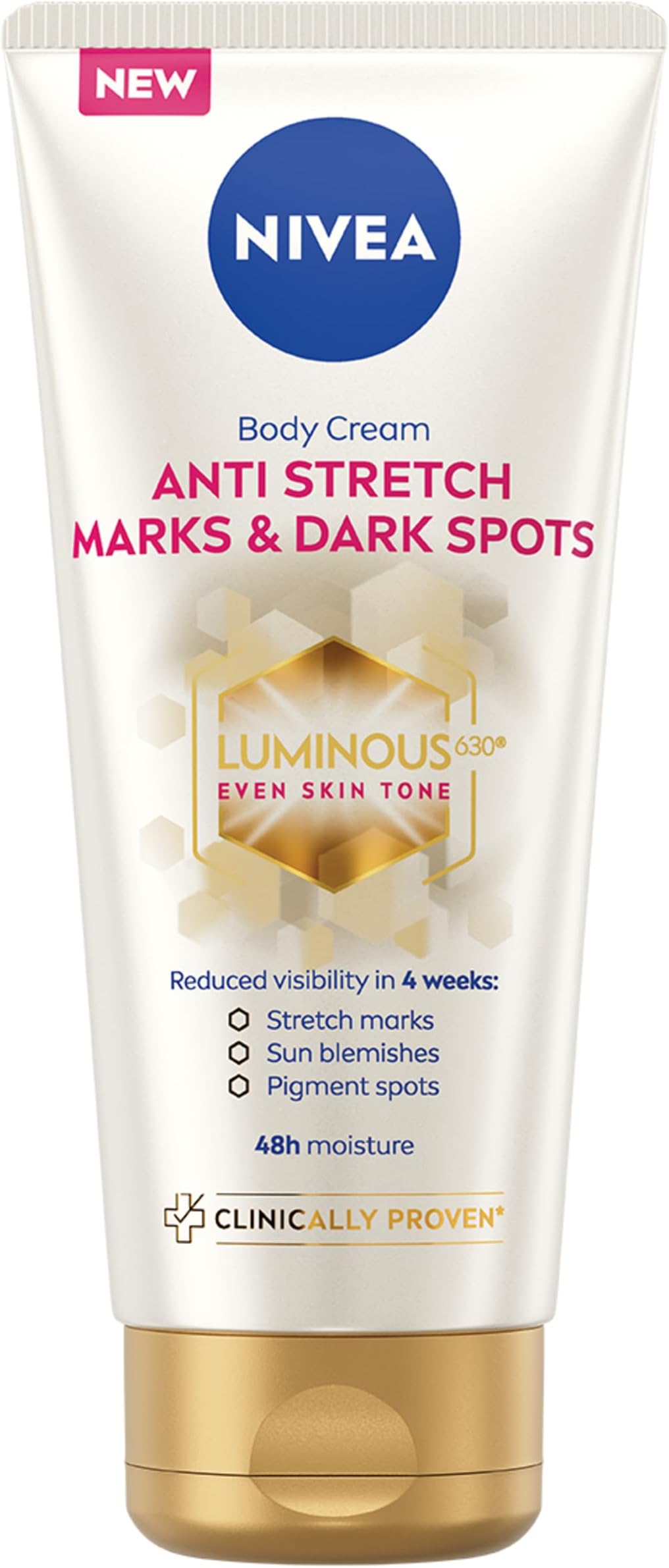 NIVEA Luminous 630 Anti Stretch Marks & Dark Spots Body Cream (200ml), 48-Hour Moisturising Cream Reduces Stretch Marks, Sun Blemishes and Pigment Spots, With Thiamidol