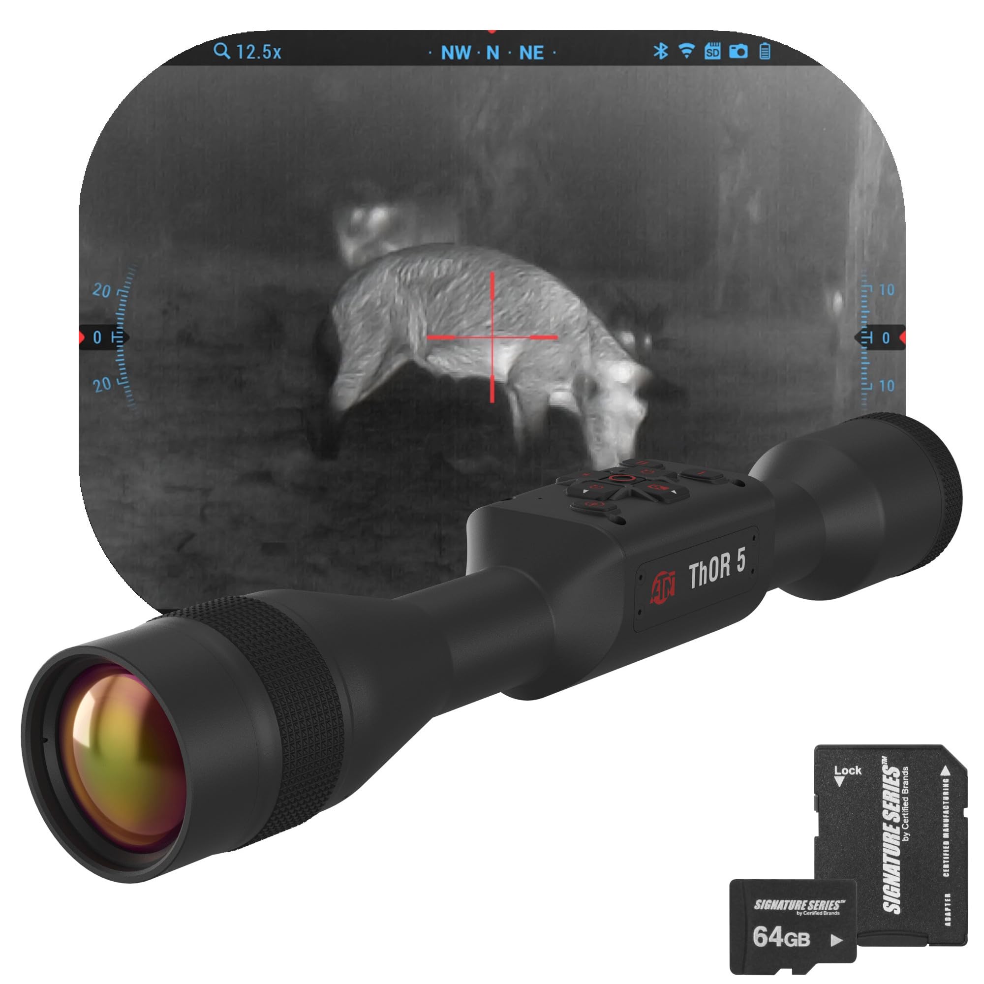 ATN Thor 5 640 Smart HD Thermal Scope with 640x480, 12 Micron Sensor | Magnification, Full HD Video Recording, Smooth Zoom | Exclusive Signature Series Kit