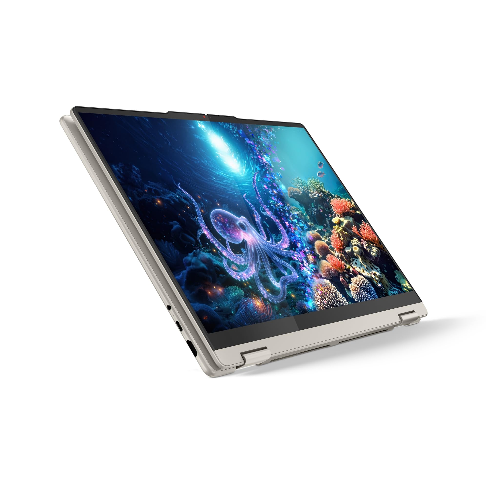 Lenovo Yoga 7 2-en-1 16AKP10 - Ordinateur Portable Copilot + 16'' 2.8K OLED Tactile (AMD Ryzen AI 7 350, RAM 16Go, SSD 512Go, AMD Radeon 860M, Windows 11H) Clavier rétroéclairé AZERTY - Seashell