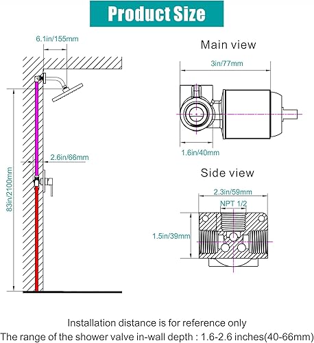 Miniatura 7 de SKOWLL Kit de ducha de cabezal de lluvia, juego de grifo de ducha LED montado en la pared, una sola función, mezclador de baño de 8 pulgadas, juego