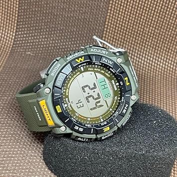 Casio PRG340 Series | Pro Trek | 100 Meter Water Resistance | Compass | Alt/Baro-Thermo | Tough Solar Power | 1-100 SEC Stopwatch | Countdown Timer | World Time, Green, PRG-340-3CR