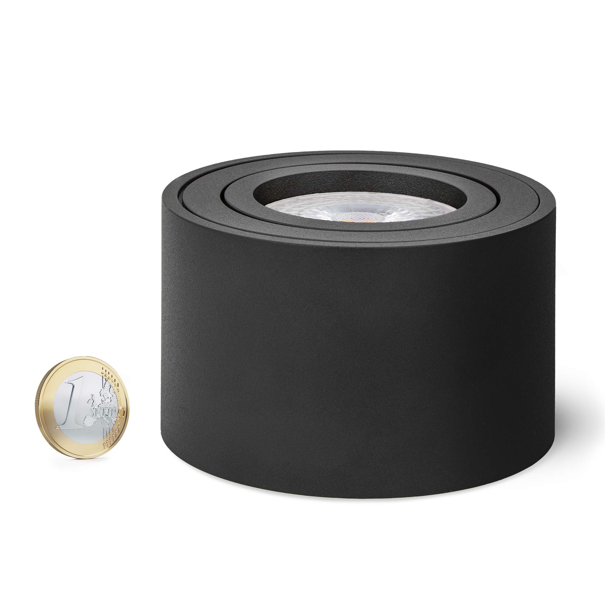 linovum 6 faretti LED da soffitto SMOL in nero, piatti e orientabili, con modulo LED da 5 W, bianco neutro, 230 V