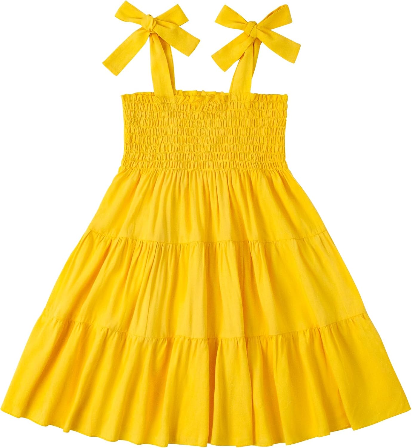 Magic Park Baby Toddler Girl Sleeveless Ruffle Dresses Child Summer Tiered Tie-Strap Beach Sundress Teen Casual A-Line Dress