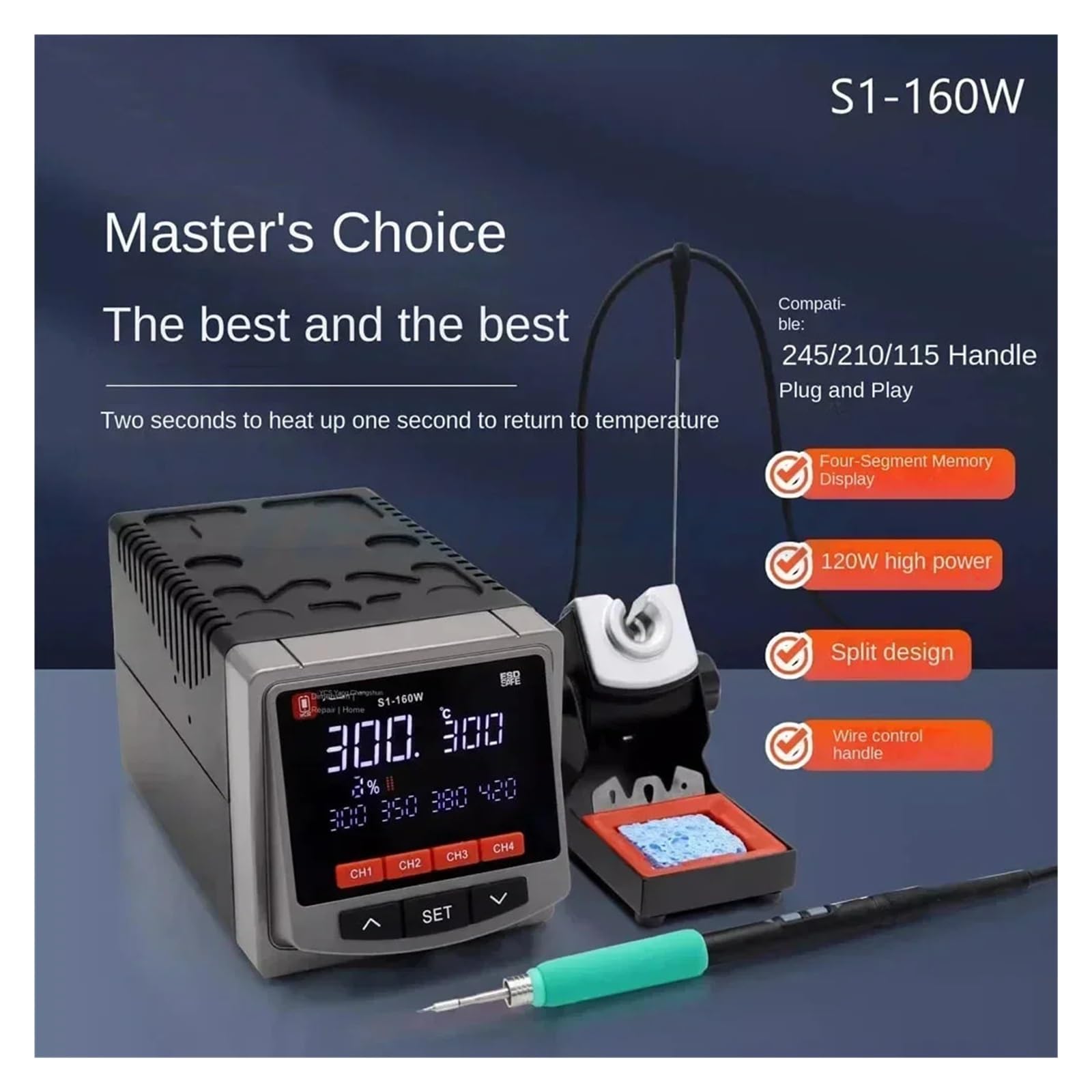 Stazione di saldatura S1 da 160 W, compatibile con il kit maniglie 245/210/115,Controllo preciso