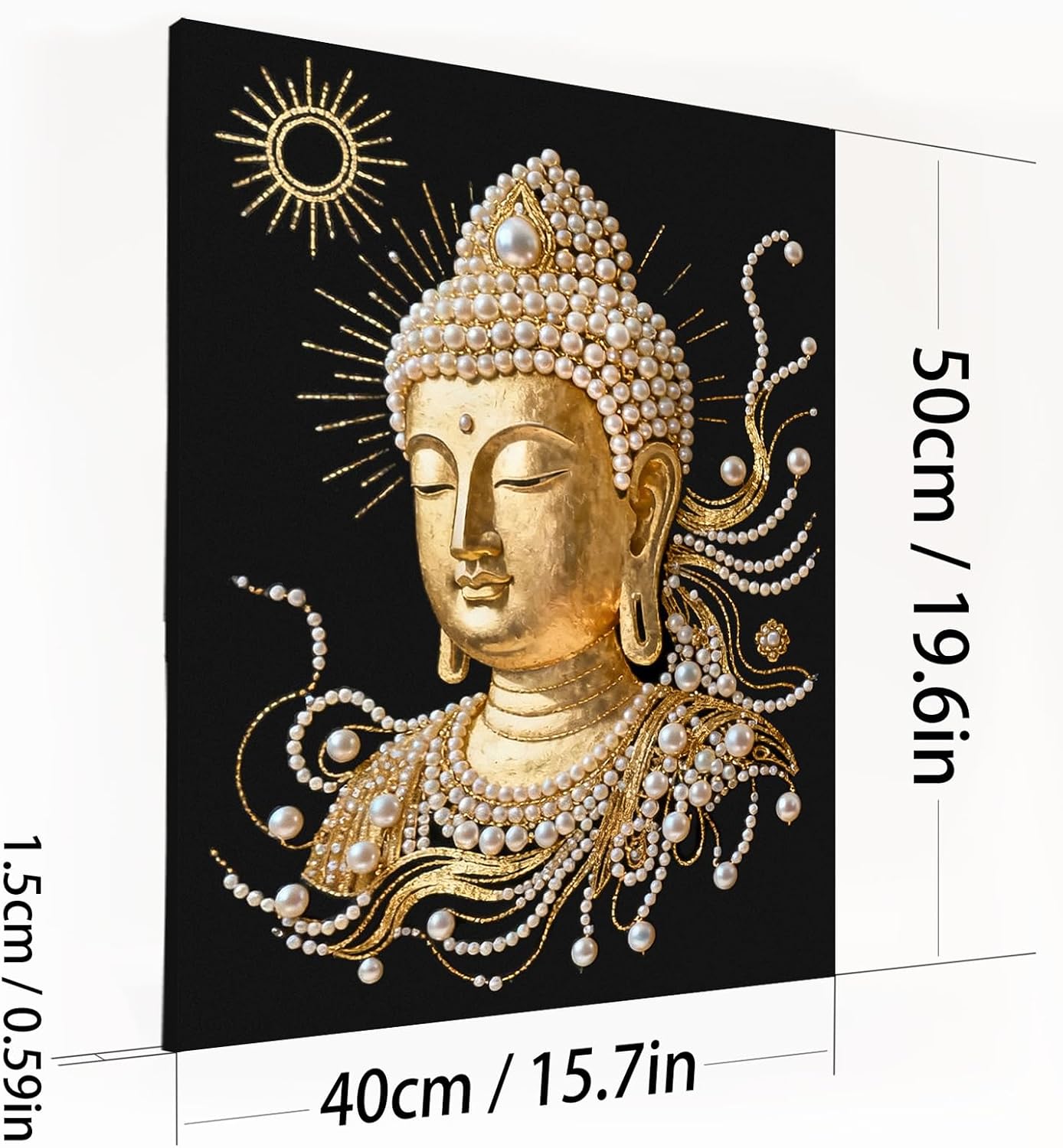 Sulunmo with Frame Diamond Art Kits for Adults,5D Pearl Art Diamond Painting Kits for Beginners,DIY Diamond Dots Pearl Paintings Picture Arts Craft for Adults,Home Wall Decor (Buddha) 40 * 50cm