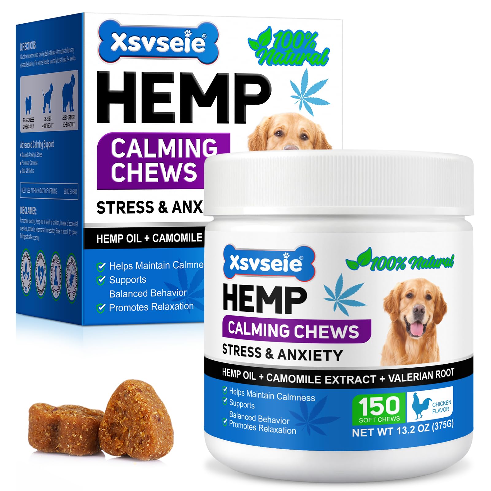 Dog Calming Treats for Anxiety Relief,150 Chicken Flavour Soft Chews for Dogs,Natural Stress Relief & Relaxation Support,Help Reduce Barking,Hyperactivity,Separation Anxiety & Sleep Aid for All Breeds