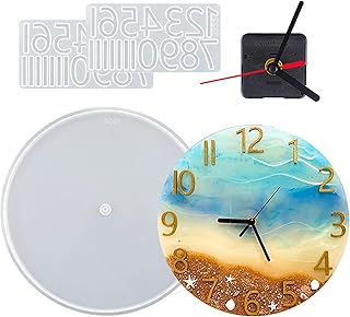 Resin Clock Molds,10''/14'' Roman Numerals Clock Silicone Mold with Mechanism,Resin Clock Epoxy Casting Molds for DIY Jewelry Art Crafts Home Decor Gift Wall Hanging Ornaments(Large, Arabic)