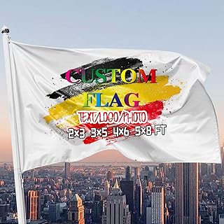 Personalisierter Flaggedruck mit klaren anpassbaren Flaggen Machen Sie Ihre eigene Flagge mit Foto/Logo/Text für Garten einseitig/doppelseitig (2x3ft / 3x5ft / 4x6ft / 5x8ft)