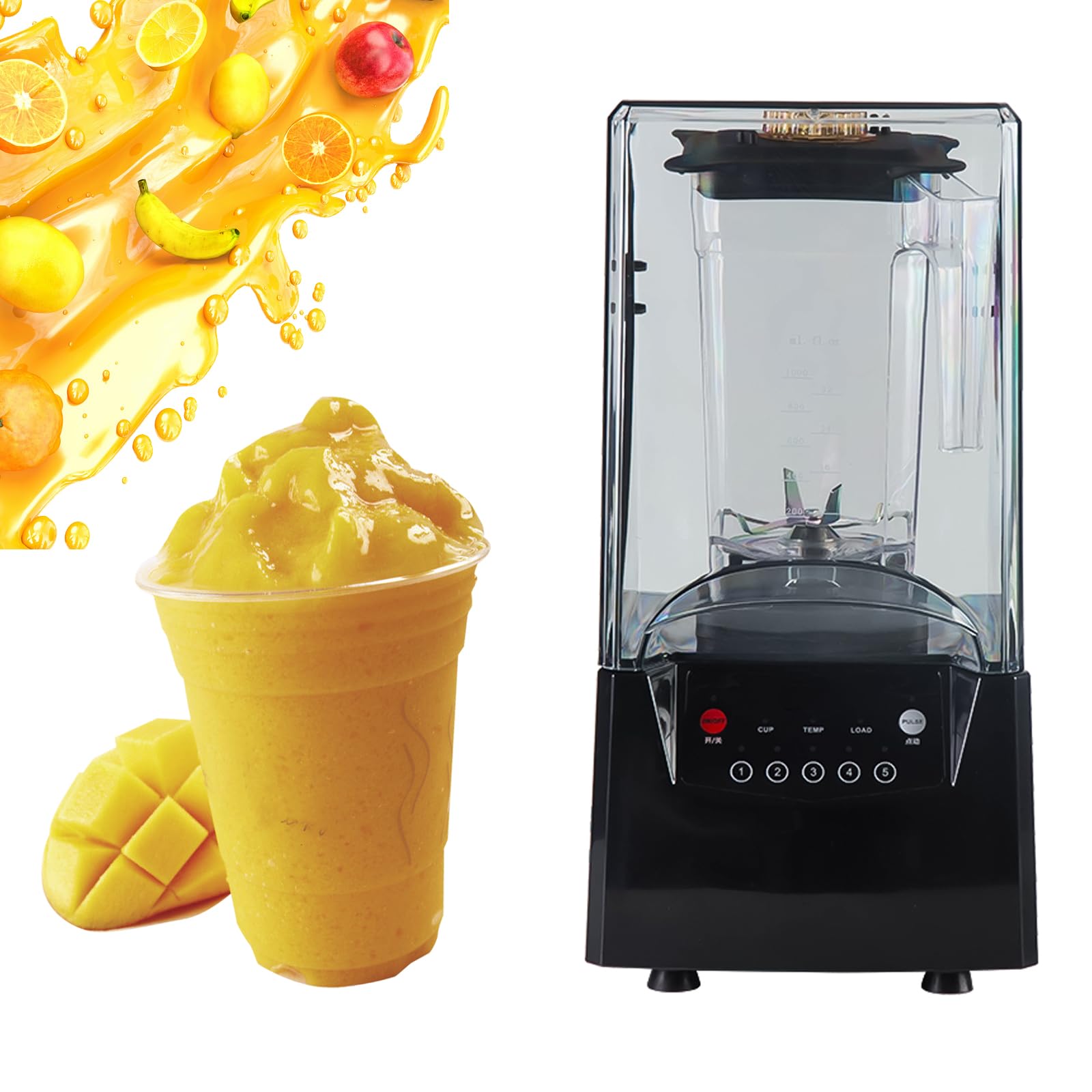 Blender z młynkami mielącymi - blender do lodu 2600W z dźwiękochłonną pokrywą, inteligentnym panelem, 6-łopatkowym ostrzem do koktajli, orzechów, lodu i owoców
