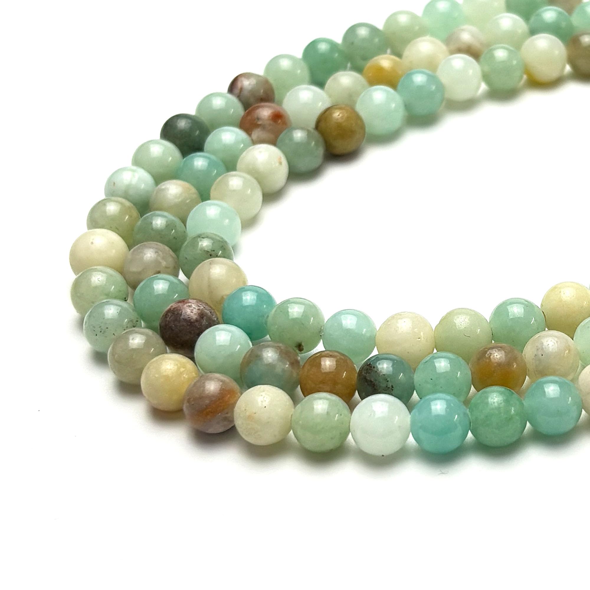 6mm Amazonite Stone Beads for Bracelets Making, Gemstone Beads for Jewellery Crafting (55~60Pcs)