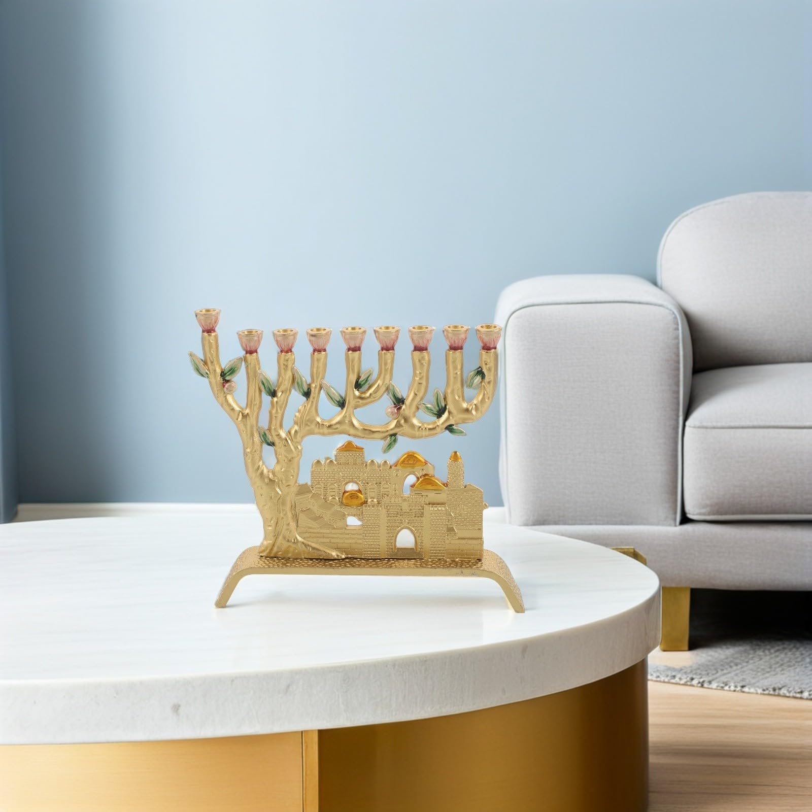 Lega di Alluminio Candelabro Oro Ebraico a Nove Bracci