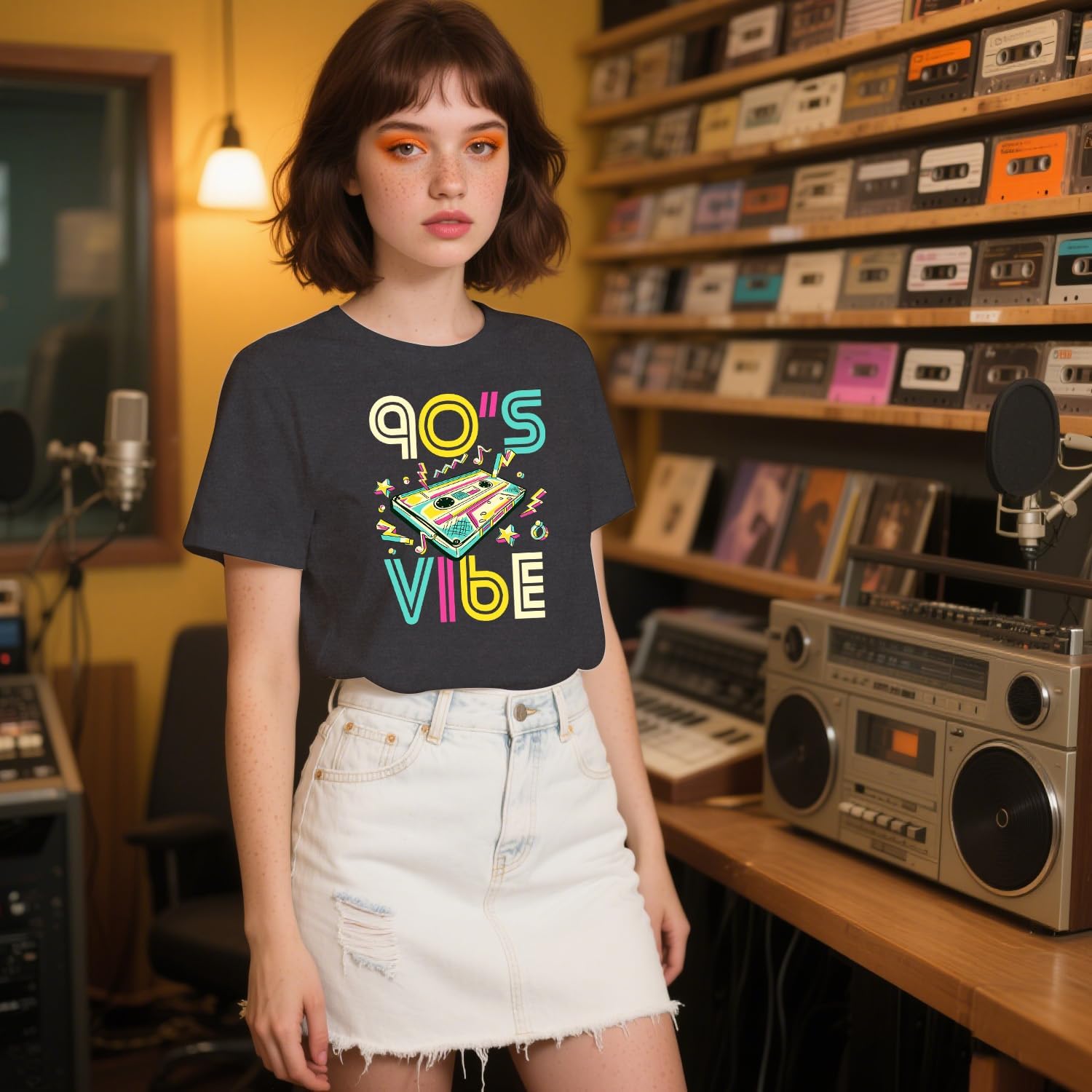 90's Shirt for Women I Love The 90's T-Shirt Back to The 90s Tee Vintage Neon Party Music Tops - Image 2