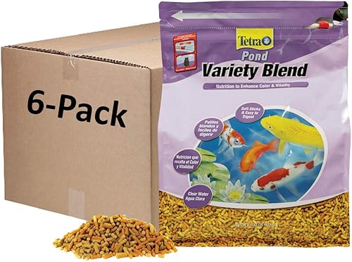 Tetra Mezcla de variedad para estanque, alimento para peces dorados y koi, 1.32 libras, paquete de 6