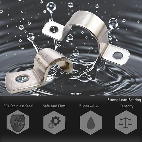 Miniatura 3 de Correa de tubo de 13 pulgadas, correa de conducto de acero inoxidable 304, 1 agujero, abrazadera de correa resistente para instalación de tuberías o