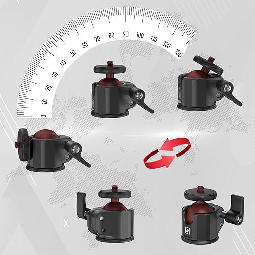 Miniatura 4 de SIOTI Mini soporte de cabeza de bola, mini trípode de cabeza, con zapata caliente, compatible con micrófonoteléfono celularcámara de acciónflashLCD