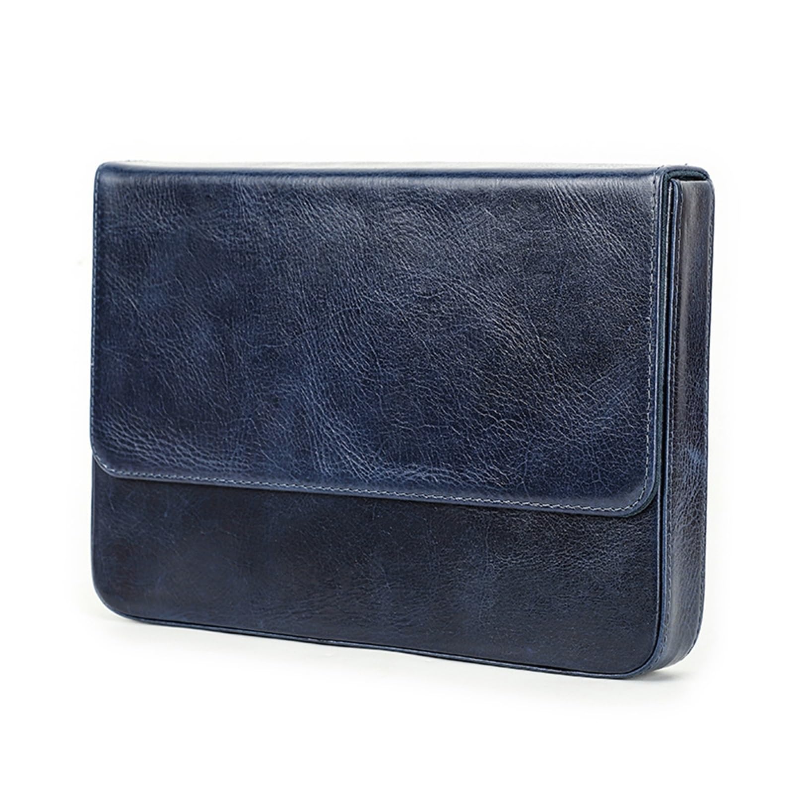 Astuccio portapenne in Pelle, Astuccio portapenne in Pelle, Fatto a Mano, con cassetto Rimovibile, per Lavoro, Ufficio (Blu 23,5x16,5x3 cm)