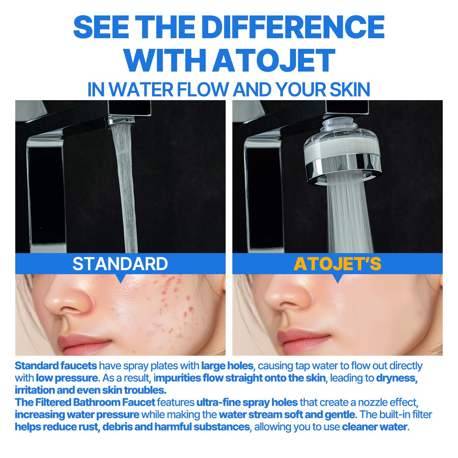 Cleansing Washbasin Faucet Filter Inspired by Korea's Beauty Culture - Pure Carbon Filters for Bathroom & Kitchen Water (1 Year Supply) – Compatible with AJ8310C (AJ8310C-SET-1YR)