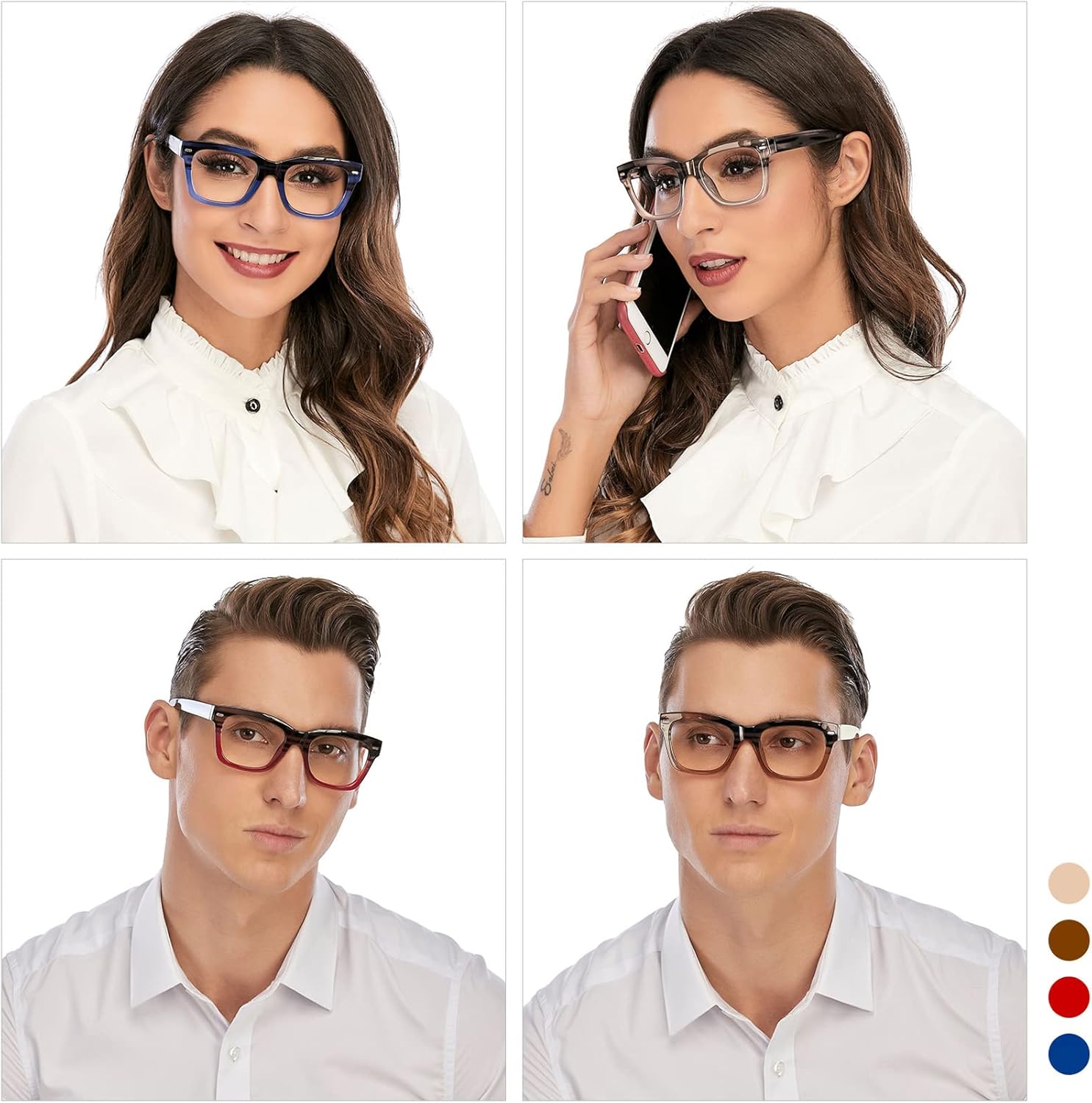 AQWANO Oversized Design Reading Glasses for Women/Men, Computer Blue Light Blocking Fashion Square Reader Anti Glare/Fatigue - Image 2