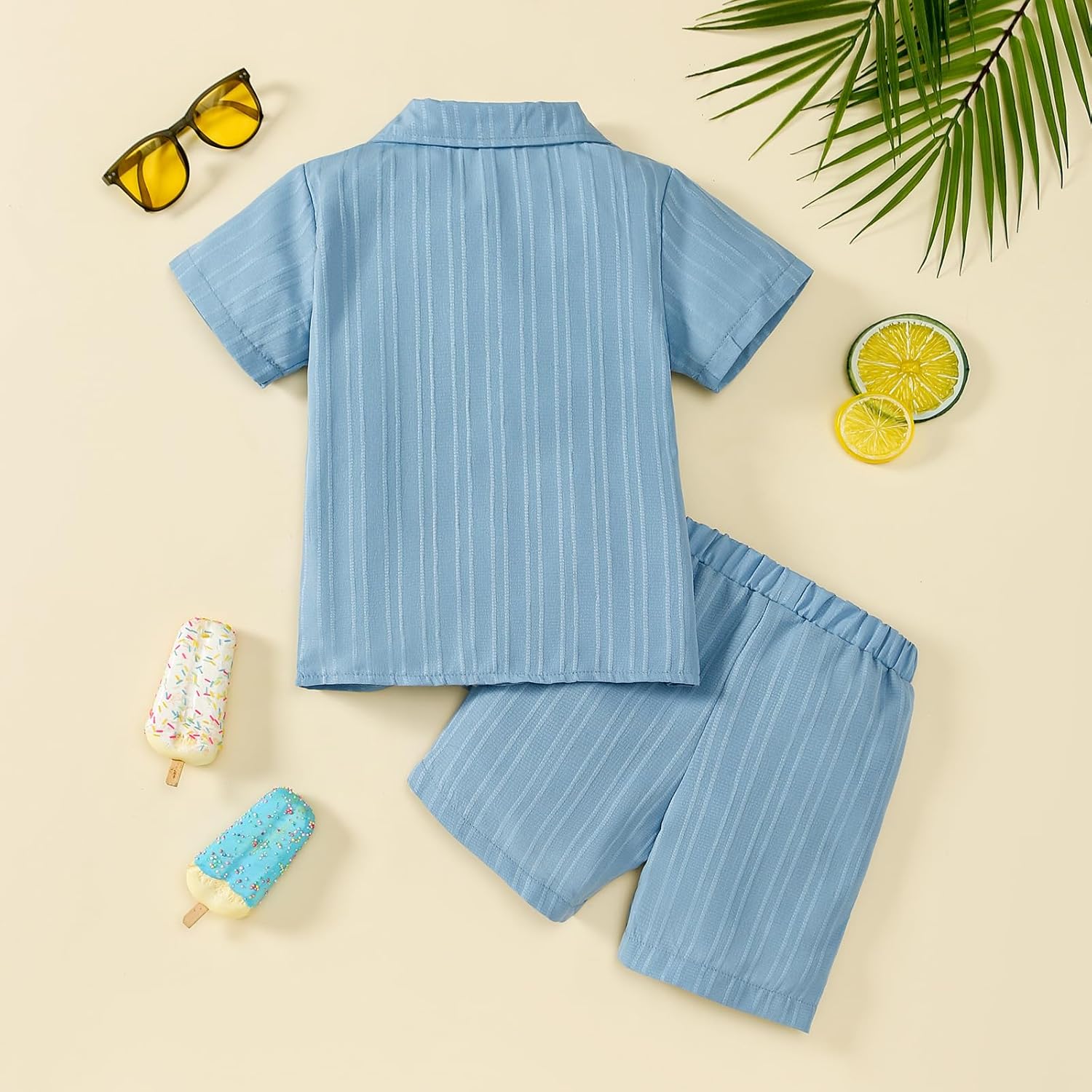 Kid Toddler Boy Clothes Short Sleeve Button-Down Shirt+Shorts+White Vest Summer Clothing Set 2-12 Years - Image 6