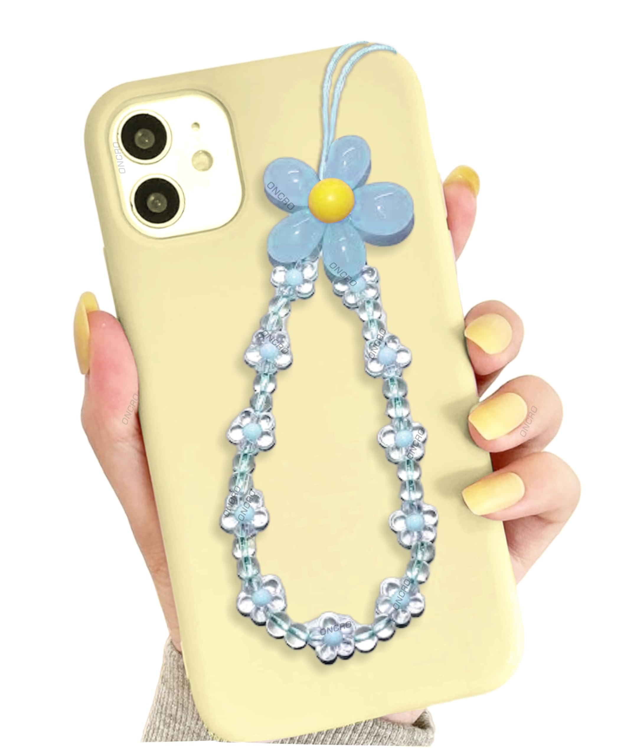 ONCRO® Blue big Crystal clear Acrylic flowers beads bracelet phone charms hangings handmade aesthetic for mobile cover string good luck lanyard cute for women girls kids beaded wrist strap (B0DCSLQGFR) Amazon Price History, Amazon Price Tracker