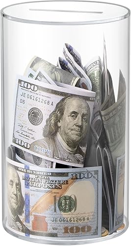 Miniatura 29 de Hicocool Alcancía transparente para adultos y niños, debe romperse para abrir, alcancía de acrílico azul, tarro de ahorro de dinero sin abrir