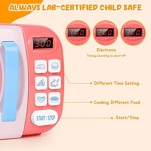 Miniatura 3 de Juego de cocina para microondas con sonido ligero para niños con comida falsa y arcilla de masa de juego de 6 colores, ideal para niños pequeños de