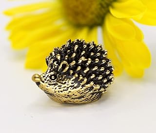 Hedgehog Figurine Miniature Brass Collectible Tiny Metal Animal Ornament Sculpture 1 PCS