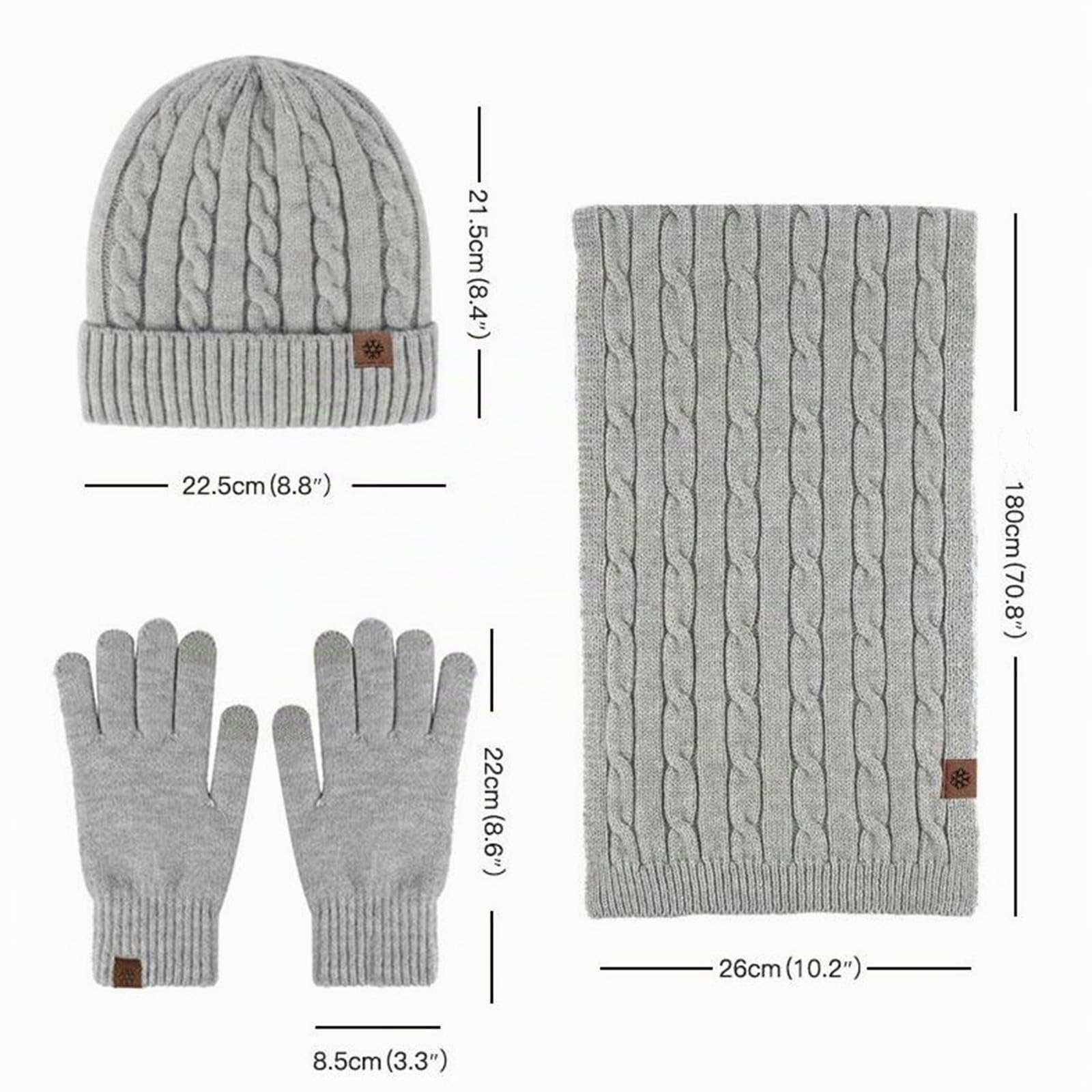 Mütze, Schal & Handschuh-Sets Für Damen Strickmütze Für Damen, Mütze Für Kaltes Wetter, 3er-Pack, Warme Wintermütze Für Damen, Schal Und Handschuhe, Weich-Khaki-eine Größe