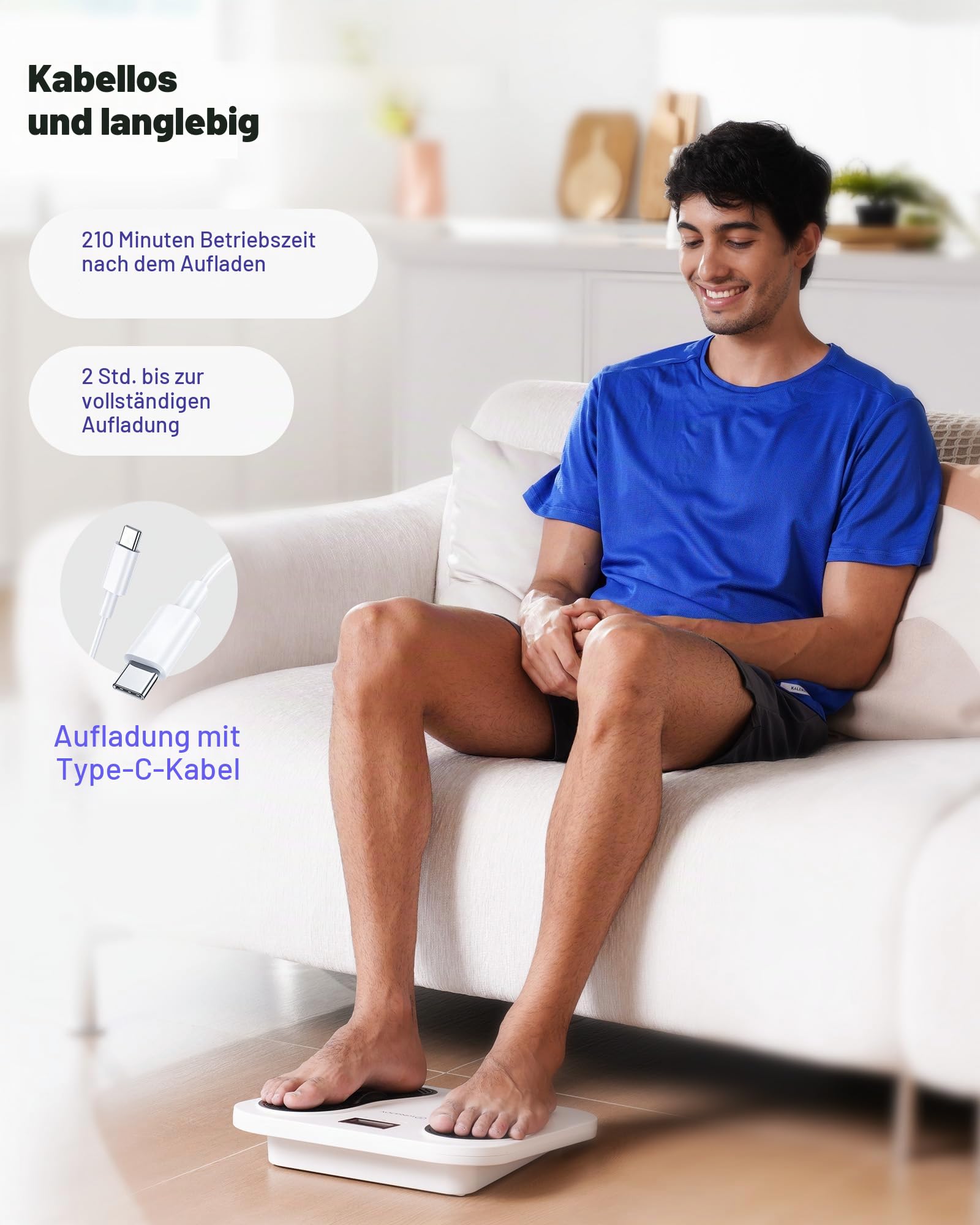 Medic Durchblutungs-Stimulator Beine & Fuß, EMS Fußmassagegerät Elektrisch mit TENS Elektroden Pads zur Neuropathie, Verbessert die Durchblutung, Linderung von Plantarfasziitis & Schmerz, Geschenk