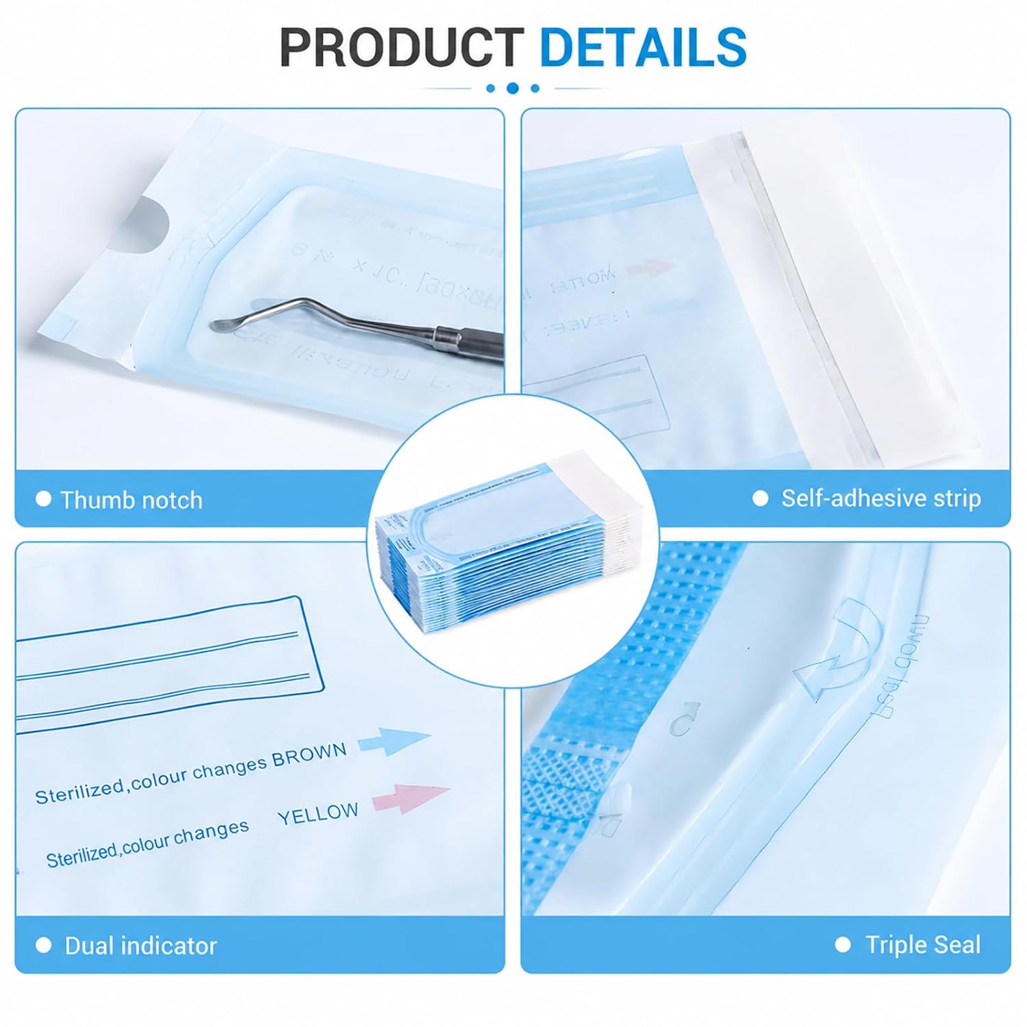 200PCS Self-Sealing Sterilization Pouches - 2.25" x 5" Autoclave Bags for Nail Tools & Tattoo Supplies Sterilizer Bags Disposable Dental Tattoo Accessories