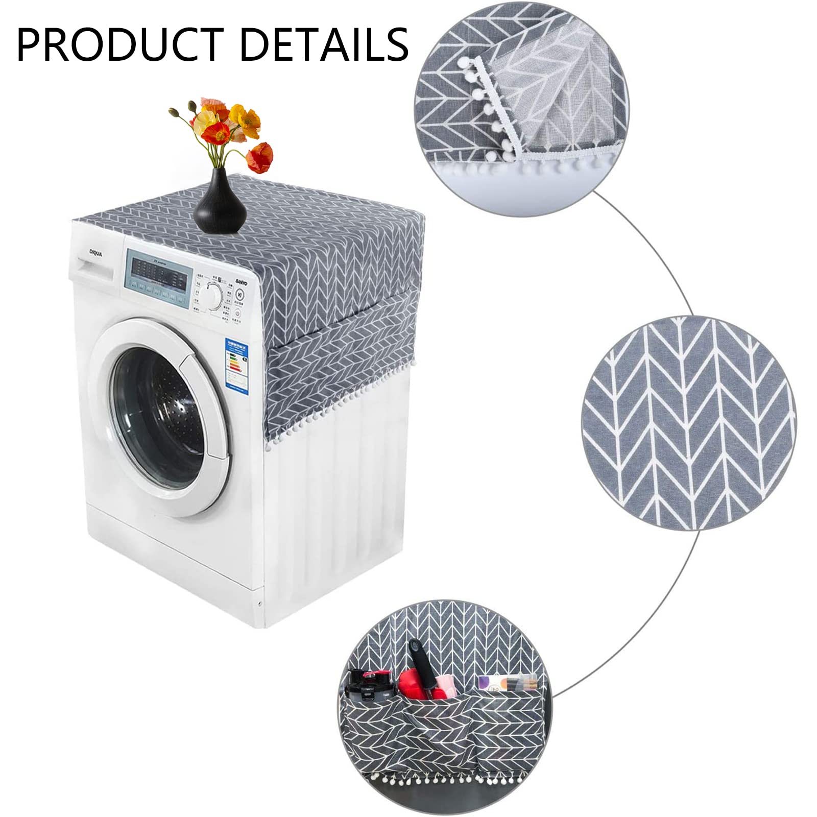 Copri Lavatrice Farerkass 60x60 Cm Grigio - Morbido, Ritagliabile E Universale Per Elettrodomestici - Foto 7