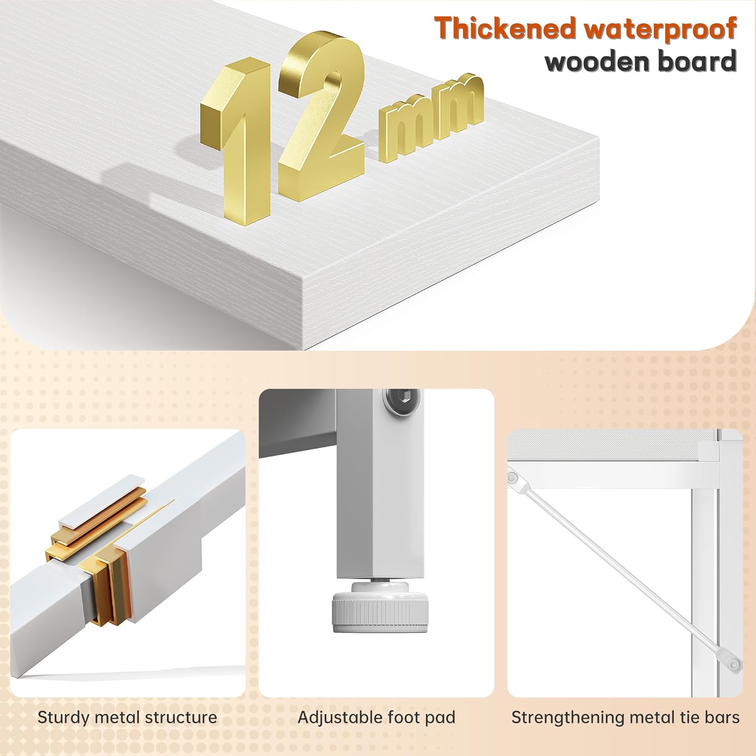 DurayLoly Computer Desk with 2 Drawers & LED Lights,31.5 Inch Home Office Desks with Side Pocket and Monitor Stand,Study Writing Table for Small Spaces,White