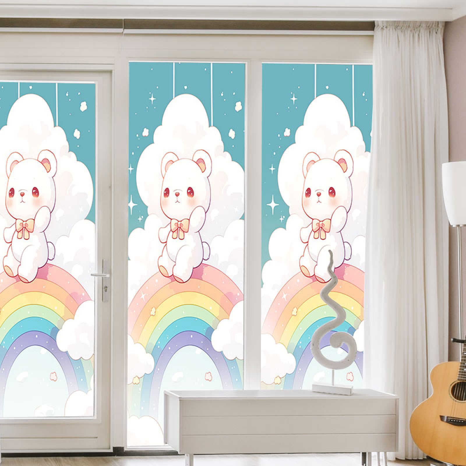 Brise vue fenetre arc-en-ciel pour chambre enfant et salle de bain
