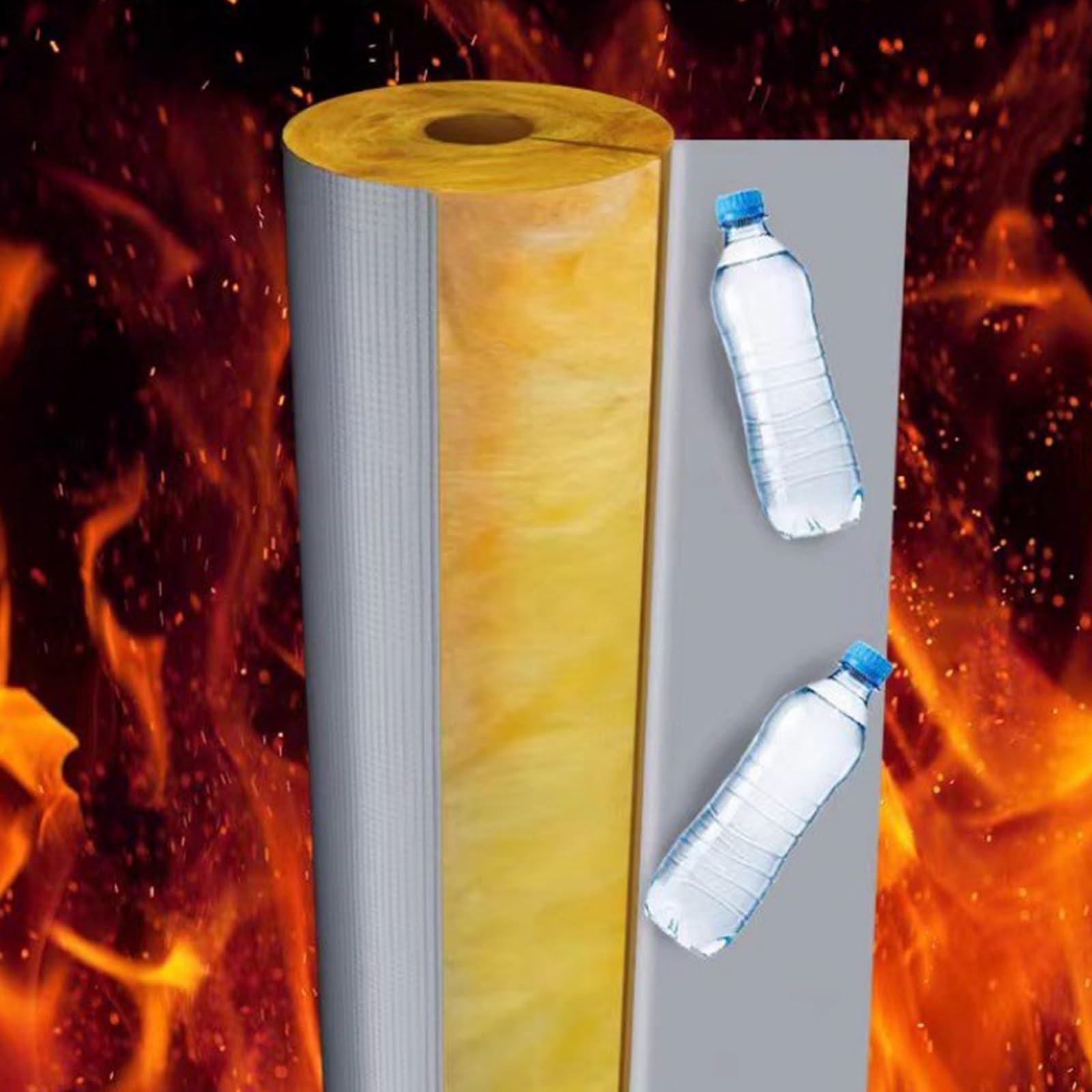 Fundas De Aislamiento Térmico, Papel De Aluminio Coquilla Aislante, Tubo De Lana De Fibra De Vidrio, para Riego Exterior En Invierno Tuberías De Fábrica Al Aire(L 1M-159MM/6.3IN-50MM)