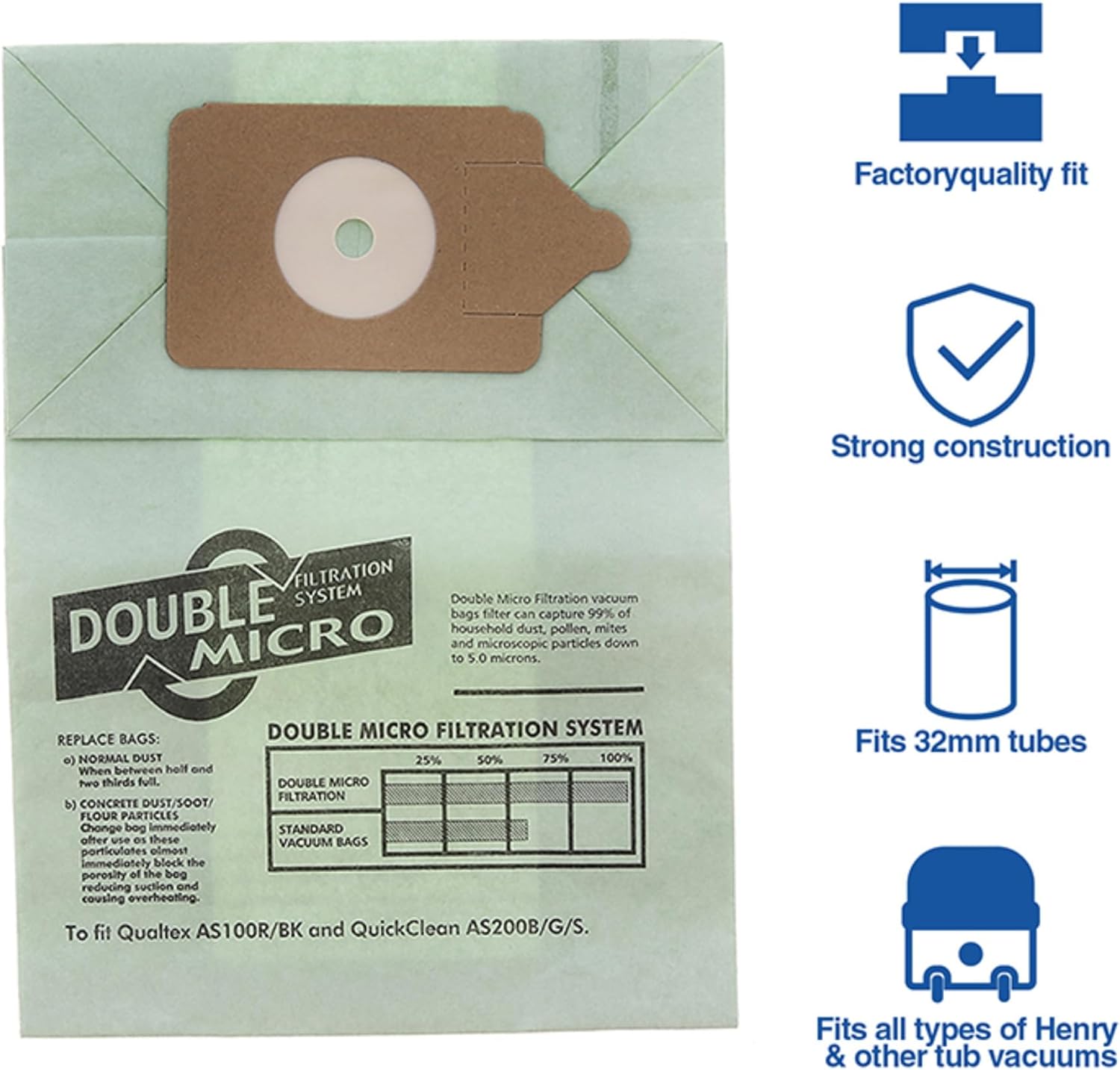 Compatible with Numatic 12” Henry, Hetty & James Models – 20 Vacuum Bags + Replacement Filter Kit, High Filtration Dust Bags Value Pack