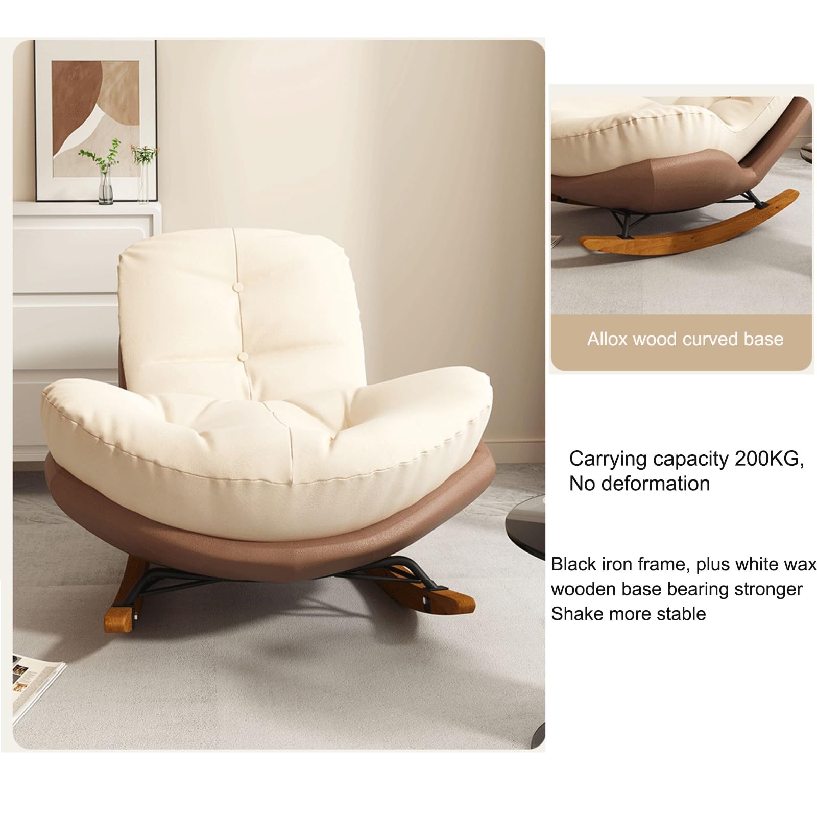 Poltrona A Dondolo Moderna Per Interni - Seduta Ergonomica Imbottita Per Soggiorno, Camera O Balcone - Foto 7