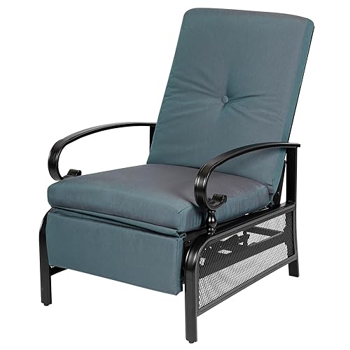 Oakcloud Adjustable Outdoor Lounge Chair Metal Patio Relaxing Recliner Chair